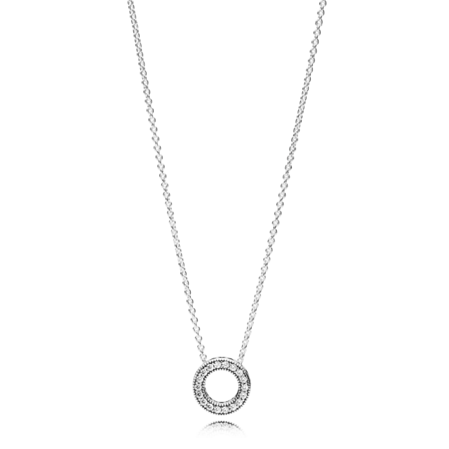 PANDORA náhrdelník Pavé kroužek s logem Pandora 397436CZ