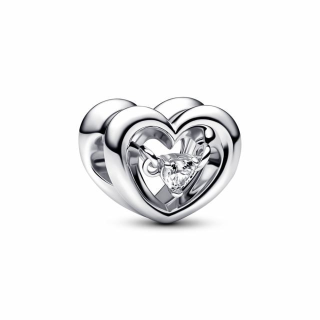 PANDORA stříbrný přívěsek Zářivé srdce a plovoucí kámen 792493C01