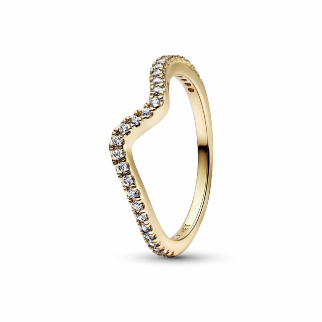 PANDORA pozlacený prsten Třpytivá vlna 162539C01