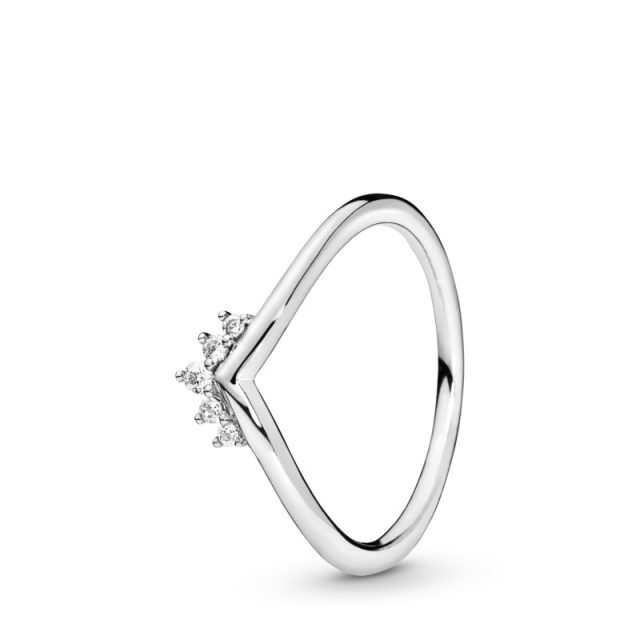 PANDORA stříbrný prsten Diadém ve tvaru kosti přání 198282CZ