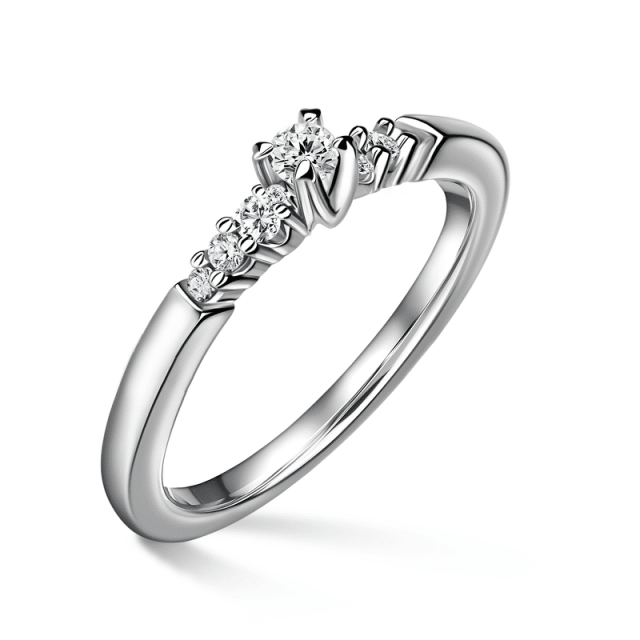 Sierra | Zásnubní prsten se středovým kamenem 0.0ct, bílé zlato, s diamanty