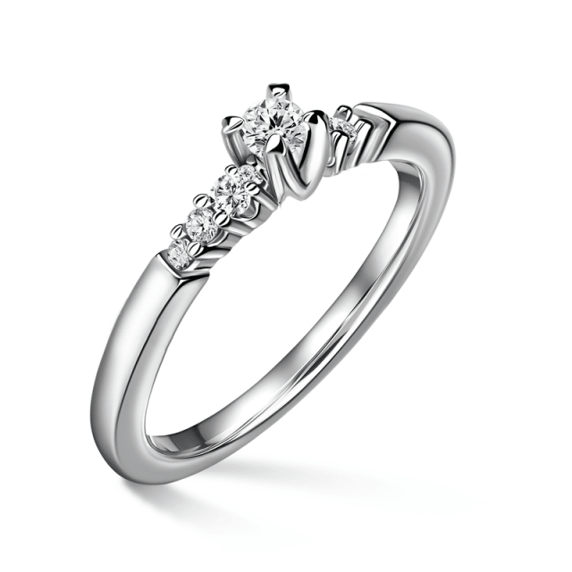 Sierra | Zásnubní prsten se středovým kamenem 0.085ct, bílé zlato, s diamanty