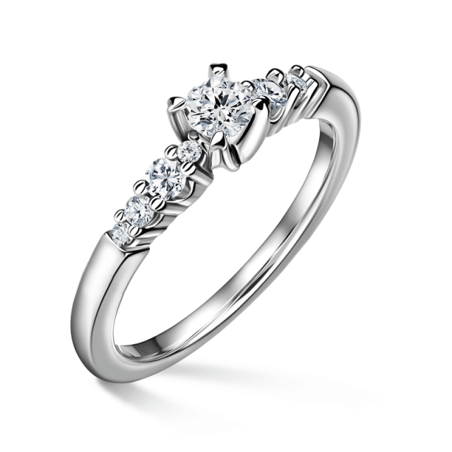 Sierra | Zásnubní prsten se středovým kamenem 0.180ct, bílé zlato, s diamanty