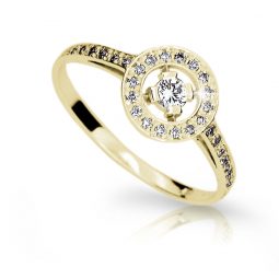 Zlatý prsten DF 1990 ze žlutého zlata, s briliantem