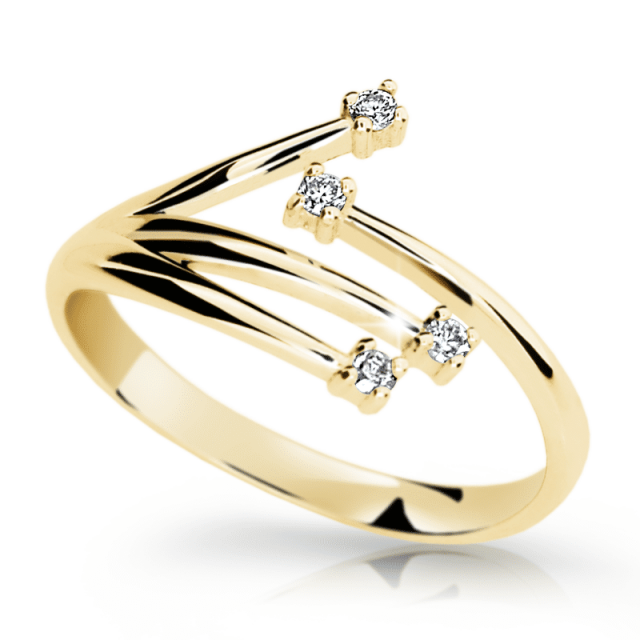 Zlatý prsten DF 20 ze žlutého zlata, s brilianty