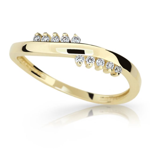 Zlatý prsten DF 20 ze žlutého zlata, s briliantem
