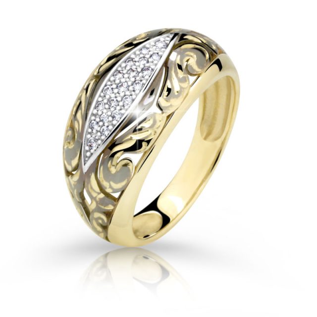 Zlatý prsten DF 21 ze žlutého zlata, s briliantem