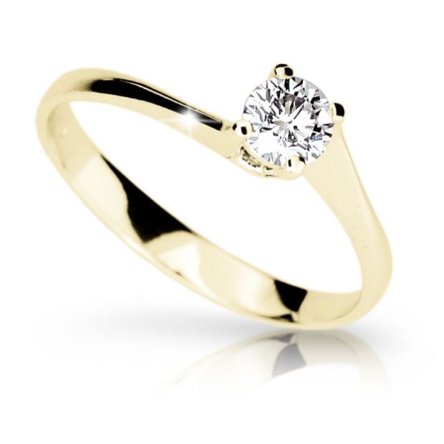 Zlatý zásnubní prsten DF 19, žluté zlato, s briliantem