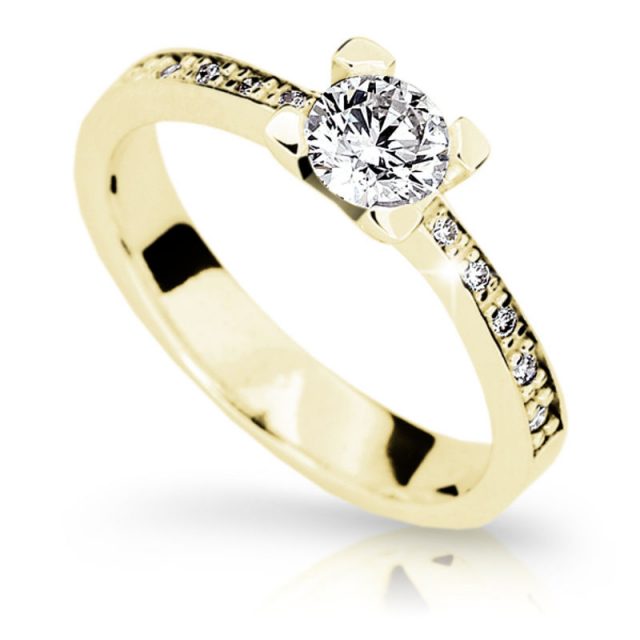 Zlatý zásnubní prsten DF 19, žluté zlato, s diamantem