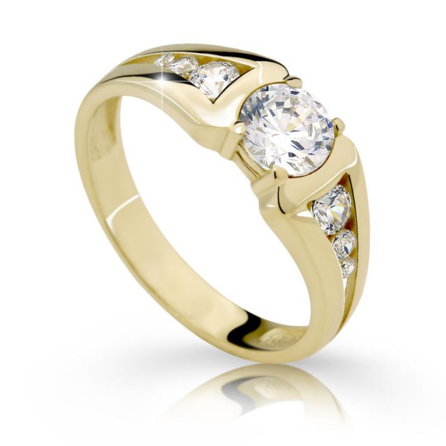 Zlatý zásnubní prsten DF 23, žluté zlato, s diamantem