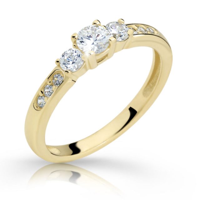 Zlatý zásnubní prsten DF 23, žluté zlato, s briliantem