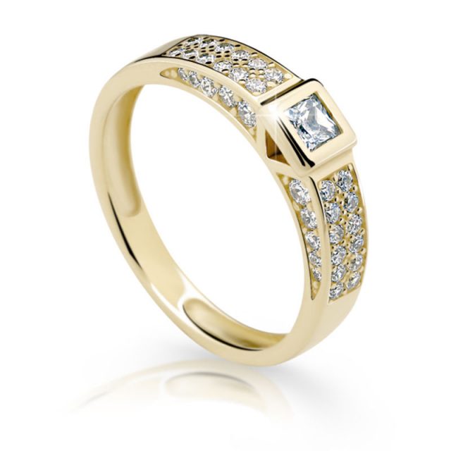 Zlatý zásnubní prsten DF 23, žluté zlato, s briliantem