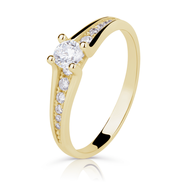 Zlatý zásnubní prsten DF 29, žluté zlato, s briliantem