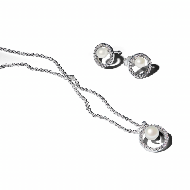 PANDORA Dárkový set Upravená sladkovodní kultivovaná perla 393165C01-45SET