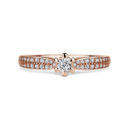 Florence Side Stones | Zásnubní prsten se středovým kamenem 0.145ct, růžové zlato, s diamanty