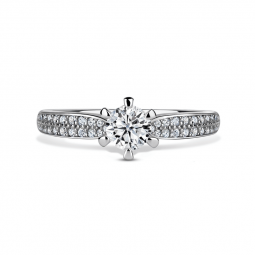 Florence Side Stones | Zásnubní prsten se středovým kamenem 0.400ct, bílé zlato, s diamanty