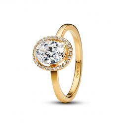 PANDORA Prsten Oválná třpytivá aureola 58