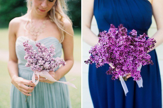 Svatební kytice z fialového šeříku
